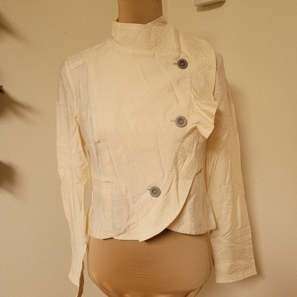 Free People Cream Ruffle Jacket - Picture 3 of 6